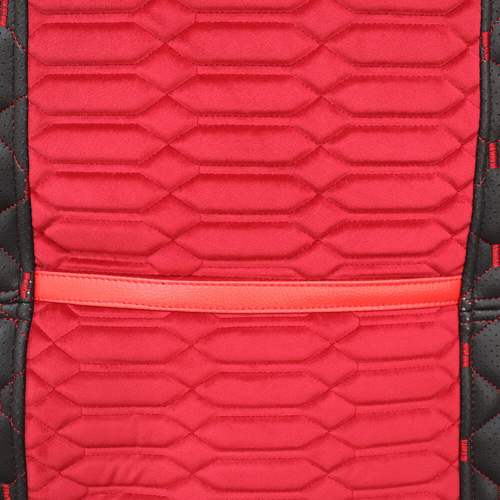 Чохол на сидіння KADIFE Велюр+Екошкіра VOLVO FH FM (2002-2013) чорна шкіра преф.- червона нитка