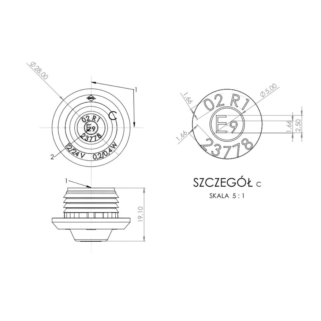 Габаритний ліхтар передній діодний білий Ø 19 12/24V HORPOL Габаритний ліхтар передній діодний білий Ø 19 12/24V HORPOL