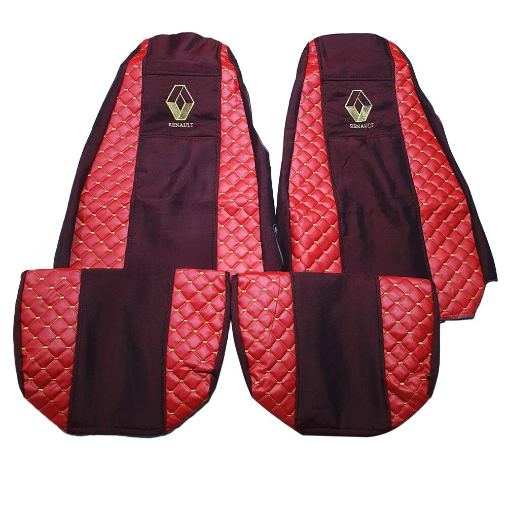 Чехол на сиденья Экокожа Renault Premium (2005-2013) (пилот) красный каретная стёжка Чехол на сиденья Экокожа Renault Premium (2005-2013) (пилот) красный каретная стёжка