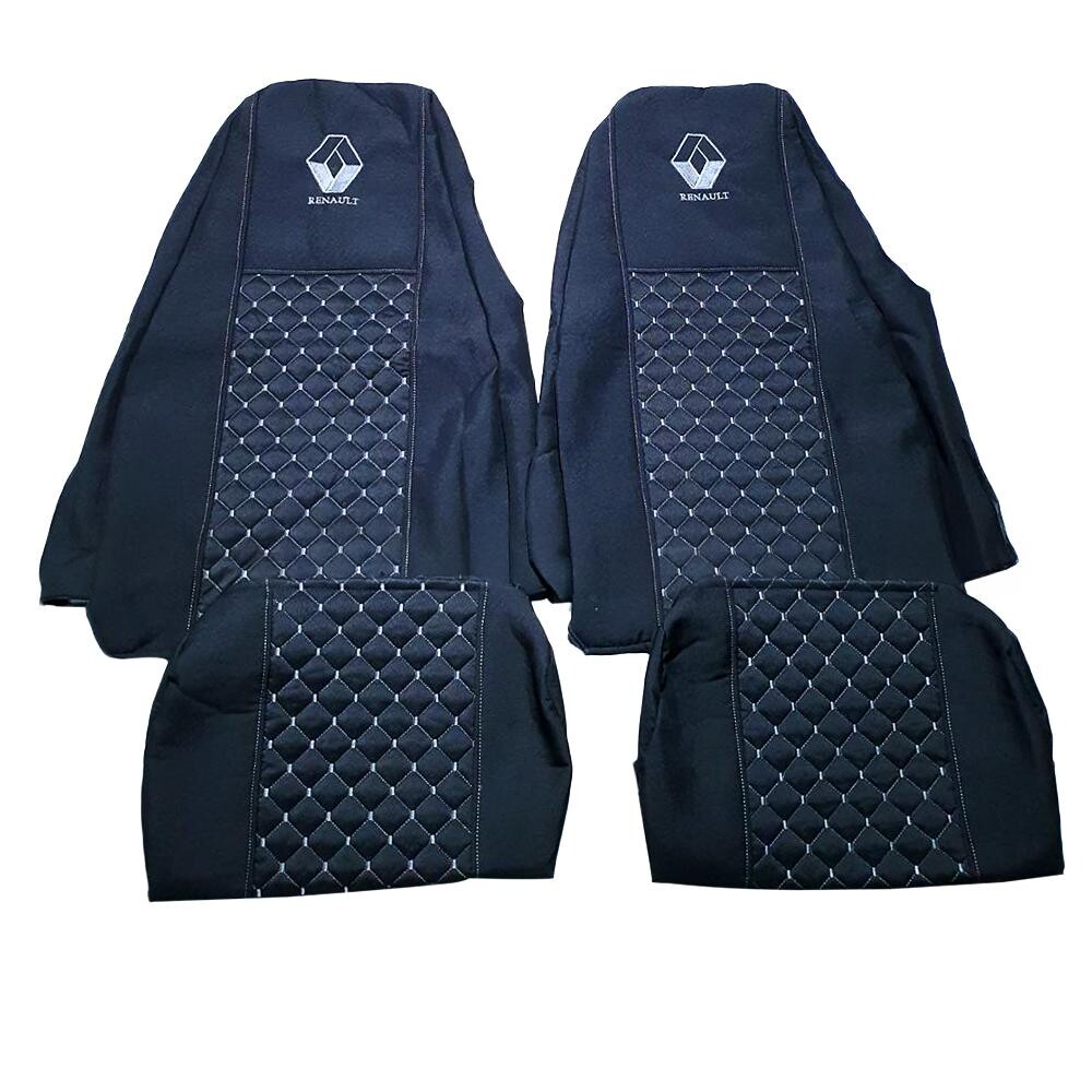 Чехол на сиденья Экокожа Renault Magnum (2001- 2013) водитель, пассажир поворотное сидение, серый Чехол на сиденья Экокожа Renault Magnum (2001- 2013) водитель, пассажир поворотное сидение, серый