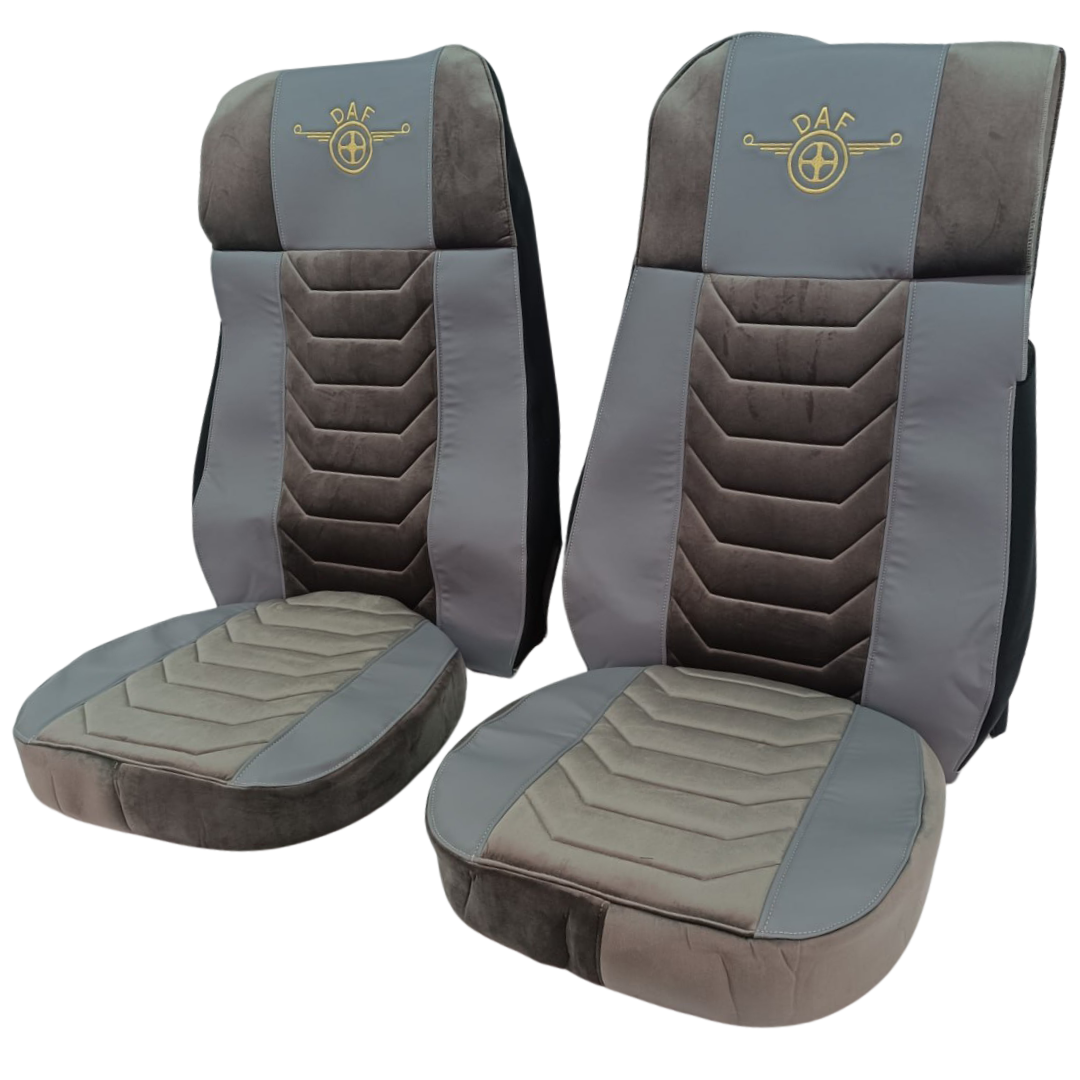 Чехол на сиденья Chess DAF XF105 106 XG CF85 LF (2013-2024) серая кожа-серый велюр