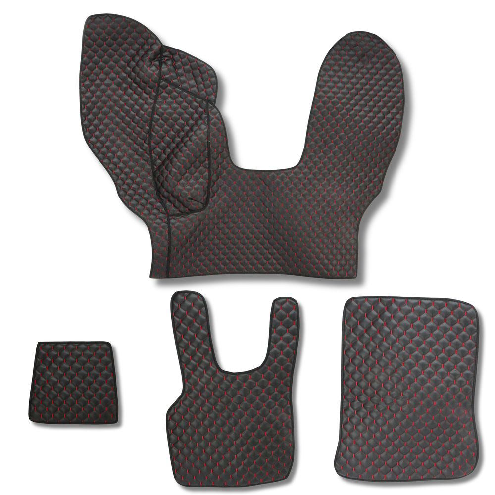 Коврик Экокожа DAF CF85 2000-2013; МКПП, черный,красная строчка Коврик Экокожа DAF CF85 2000-2013; МКПП, черный,красная строчка