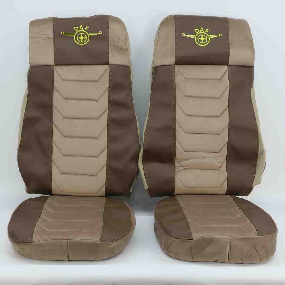 Чехол на сиденья Chess DAF XF105 106 XG CF85 LF (2013-2024) коричневая кожа- бежевый велюр