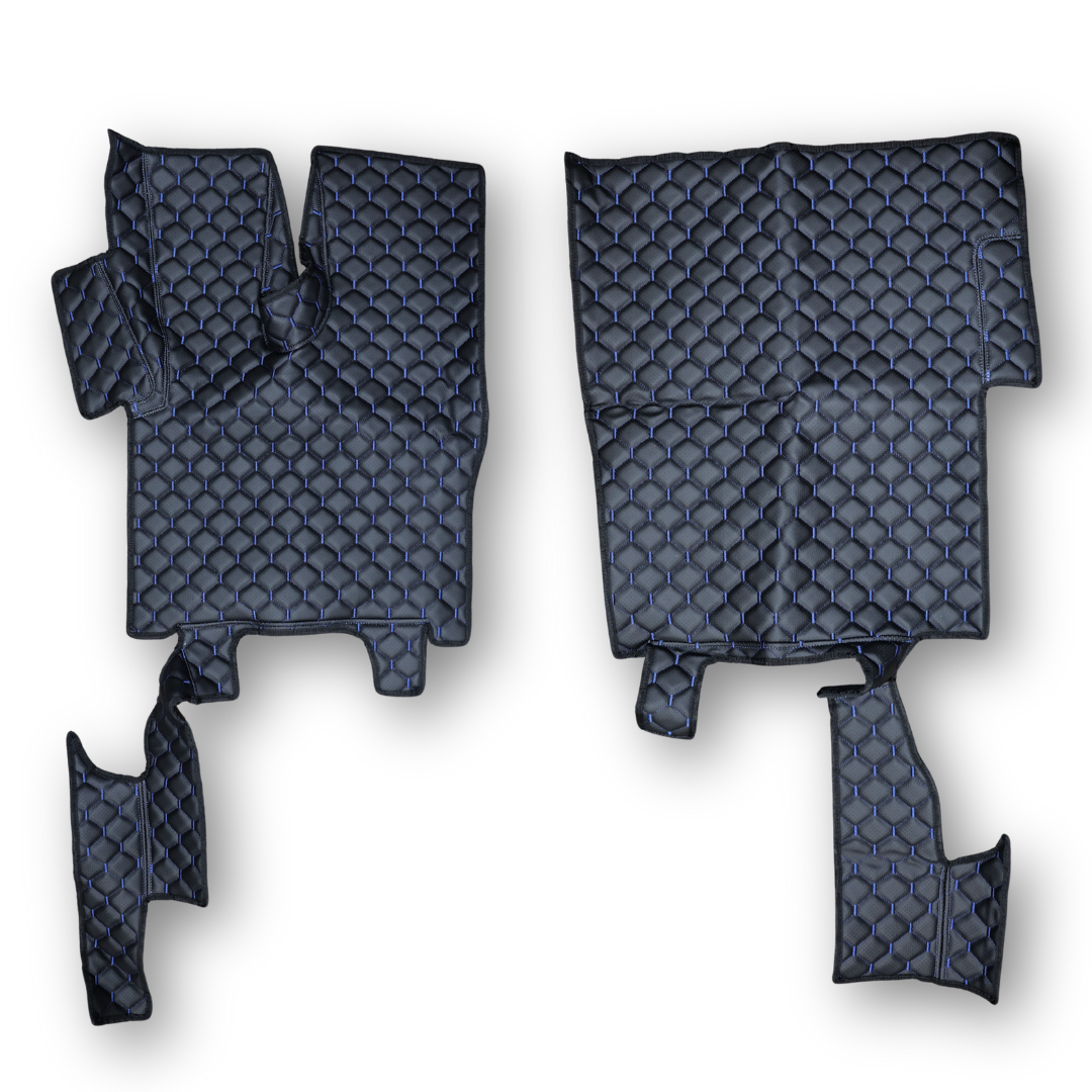 Килимок Екошкіра DAF XF106 з 2013; АКПП, чорний, перфорація, синя нитка, АСП