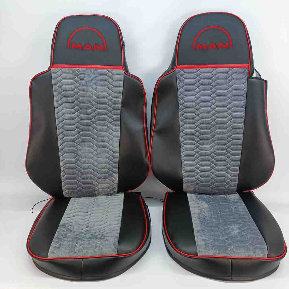 Чохол на сидіння KADIFE Велюр+Екошкіра MAN TGX,TGA,TGL,TGM,TGS; (2005-2020) 1 ремінь водій чорна шкіра+сірий велюр Чохол на сидіння KADIFE Велюр+Екошкіра MAN TGX,TGA,TGL,TGM,TGS; (2005-2020) 1 ремінь водій чорна шкіра+сірий велюр