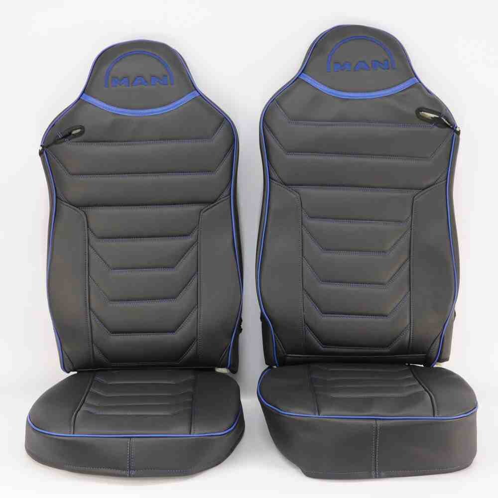 Чехол на сиденья MAN TGX,TGA,TGL,TGM,TGS; (2007-2020) 2 ремня, водитель и пассажир (Низкий) чёрный