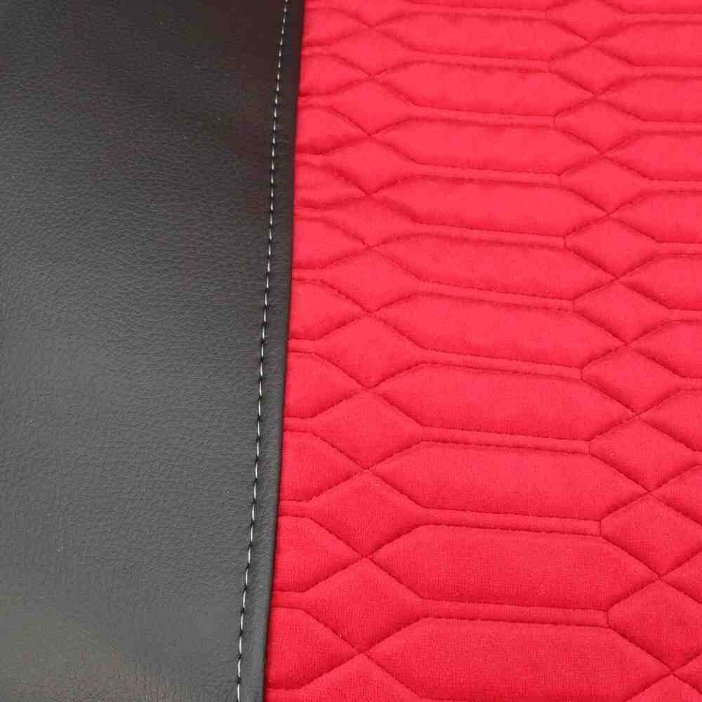 Чохол на сидіння KADIFE Велюр+Екошкіра MAN TGX,TGA,TGL,TGM,TGS; (2007-2020) 1 ремінь, водій (Низький) пасажир (Високий) чорна шкіра+червоний велюр