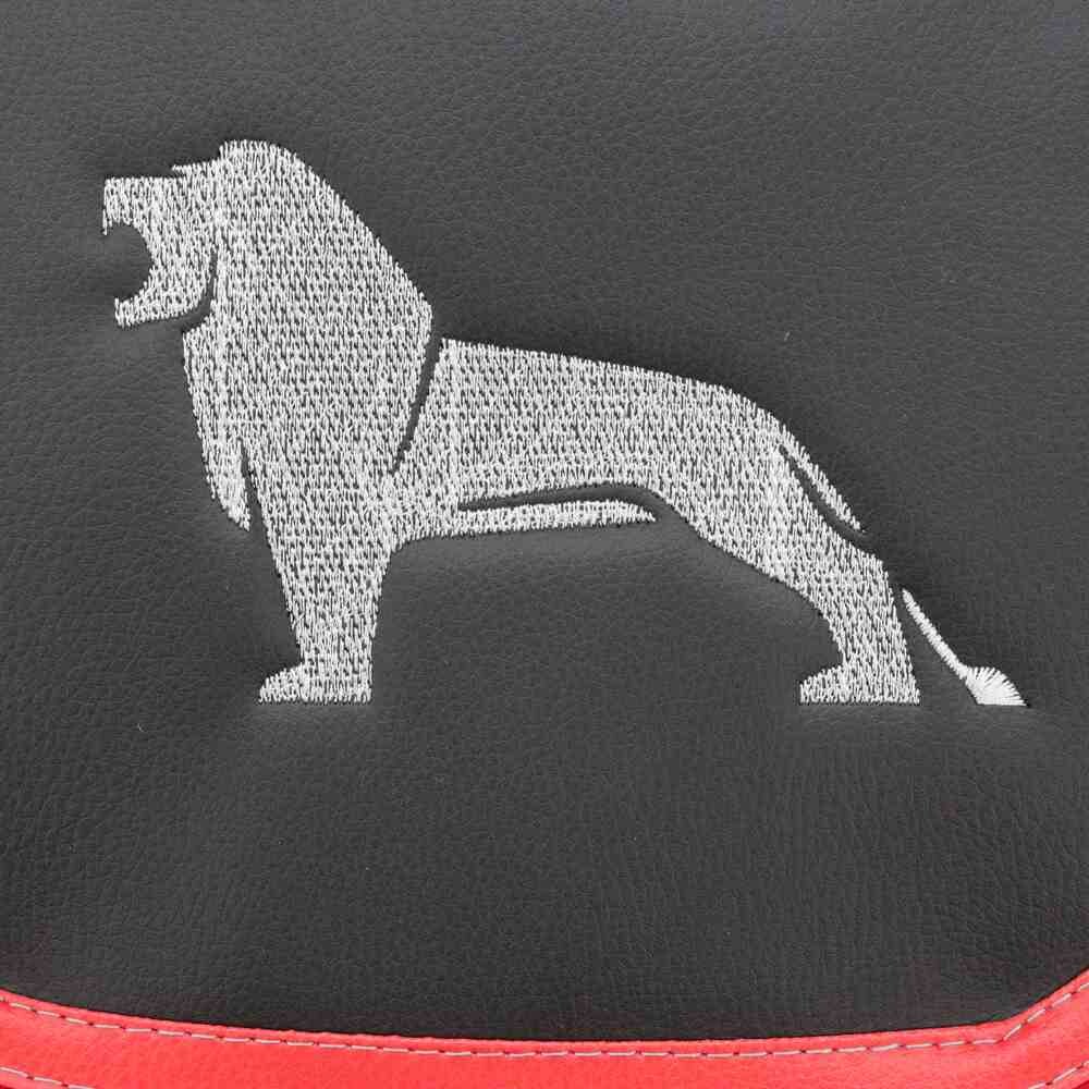 Чохол на сидіння KADIFE Велюр+Екошкіра MAN TGX,TGA,TGL,TGM,TGS; (2007-2020) 1 ремінь, водій (Низький) пасажир (Високий) чорна шкіра+червоний велюр