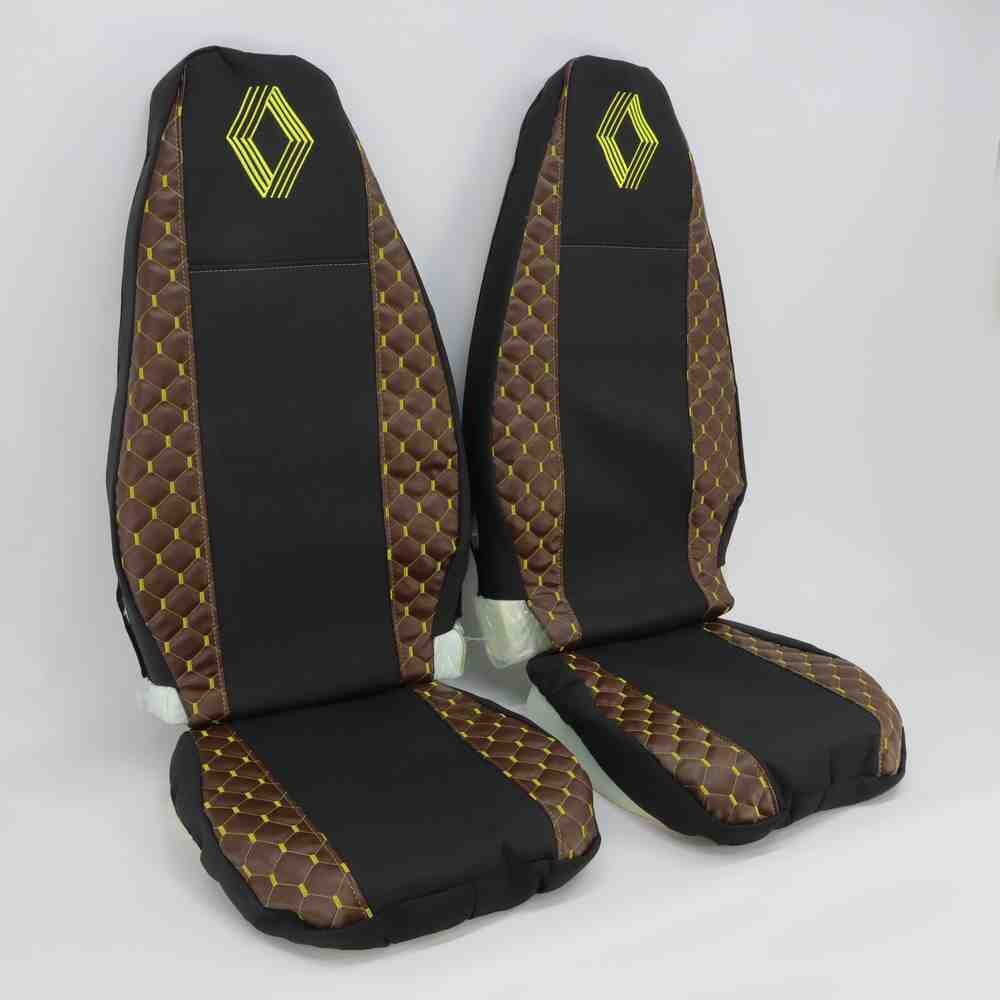 Чохол на сидіння Екошкіра, Renault Magnum (2001-2013) водій, пасажир поворотне сидіння, коричневий