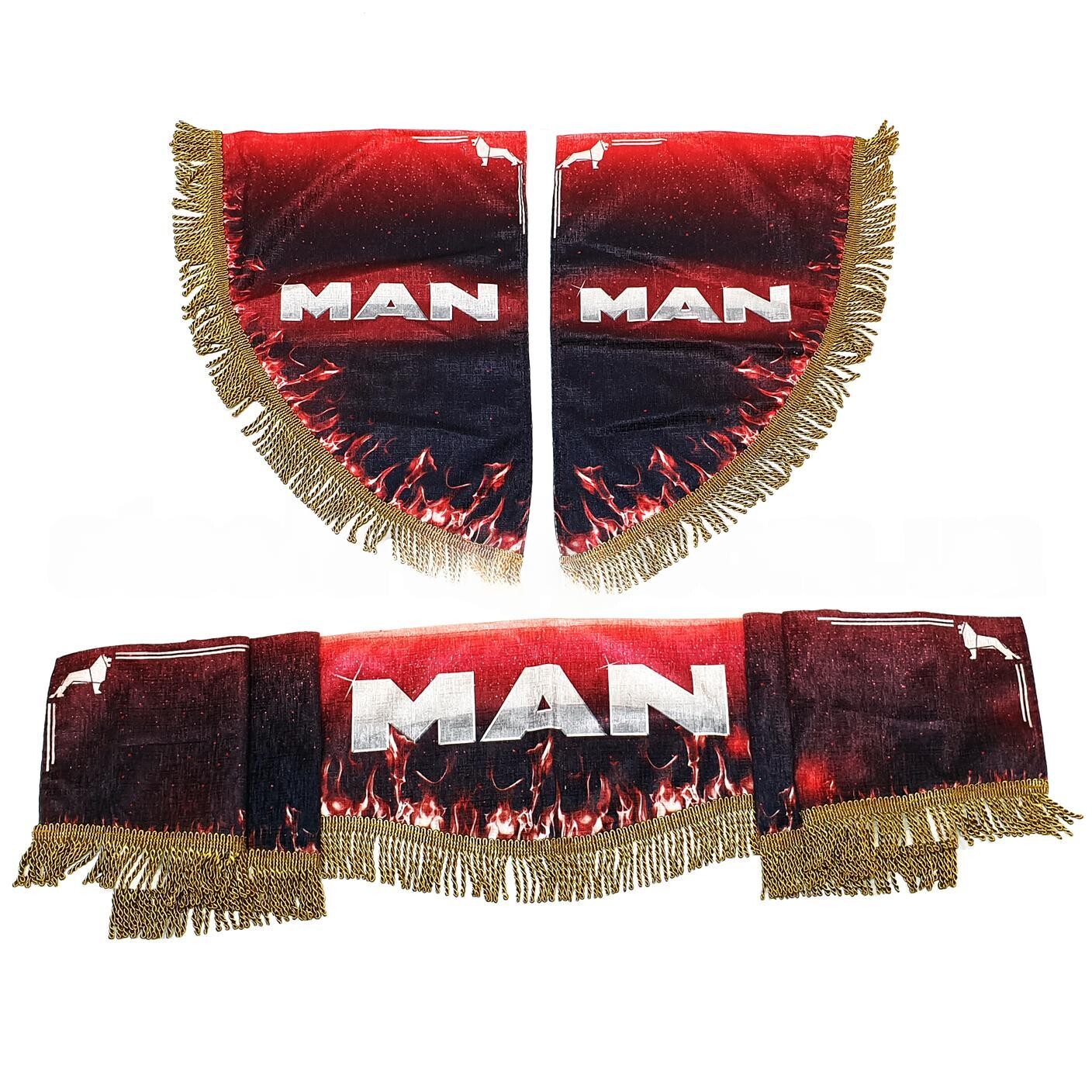 Шторка комплект MAN красная