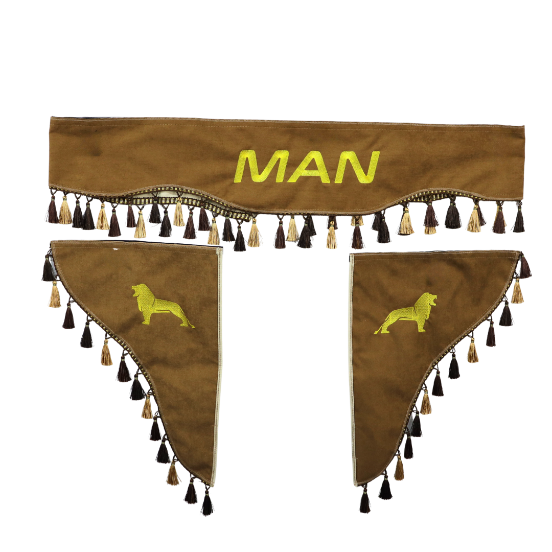 Шторка Рогожка "Double-Sided" MAN лоб + косынки коричневая 2-х сторонняя