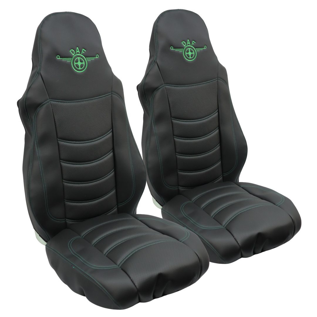 Чехол на сиденья DAF XF95 105 CF85 75 65 LF (2002-2012) черный с перфорацией Чехол на сиденья DAF XF95 105 CF85 75 65 LF (2002-2012) черный с перфорацией