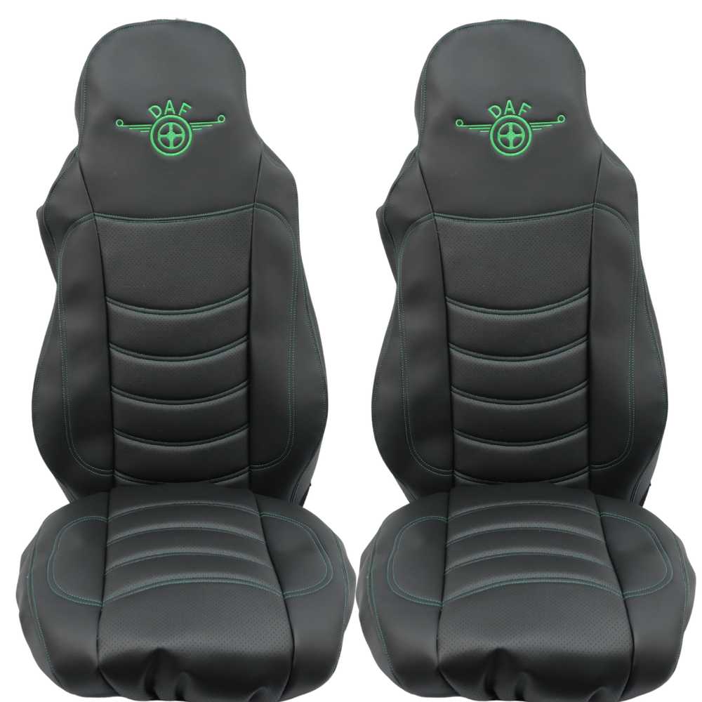 Чехол на сиденья DAF XF95 105 CF85 75 65 LF (2002-2012) черный с перфорацией Чехол на сиденья DAF XF95 105 CF85 75 65 LF (2002-2012) черный с перфорацией