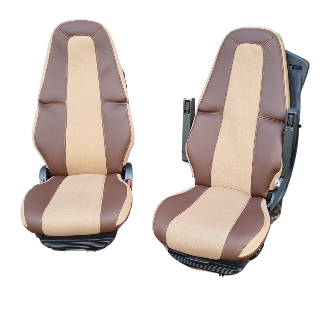 Чехол на сиденья Сетка+Экокожа VOLVO FH FM (2014-...) коричневый Чехол на сиденья Сетка+Экокожа VOLVO FH FM (2014-...) коричневый