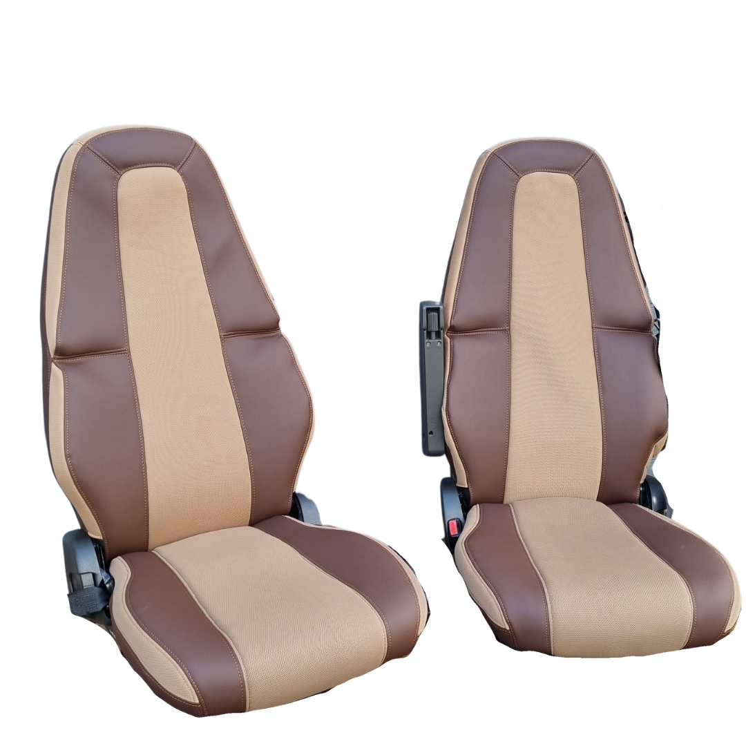 Чехол на сиденья Сетка+Экокожа VOLVO FH FM (2014-...) коричневый Чехол на сиденья Сетка+Экокожа VOLVO FH FM (2014-...) коричневый