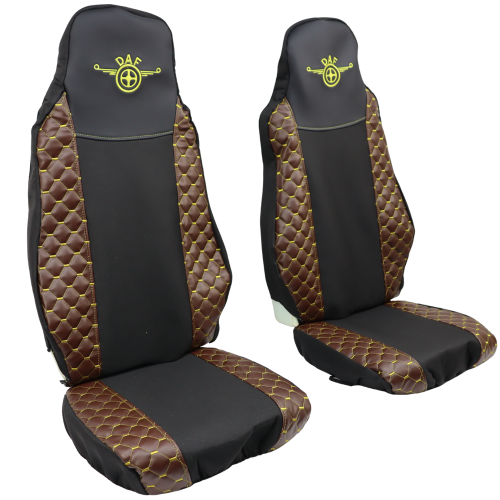 Чехол на сиденья Экокожа DAF XF95 105 CF85 75 65 LF (2002-2012) коричневый Чехол на сиденья Экокожа DAF XF95 105 CF85 75 65 LF (2002-2012) коричневый