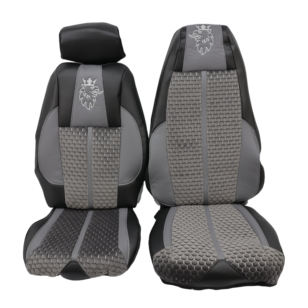 Чехол на сиденья Enterprise SCANIA R,G,P (2004-2017) водит. пилот - пасс. складное,  серый