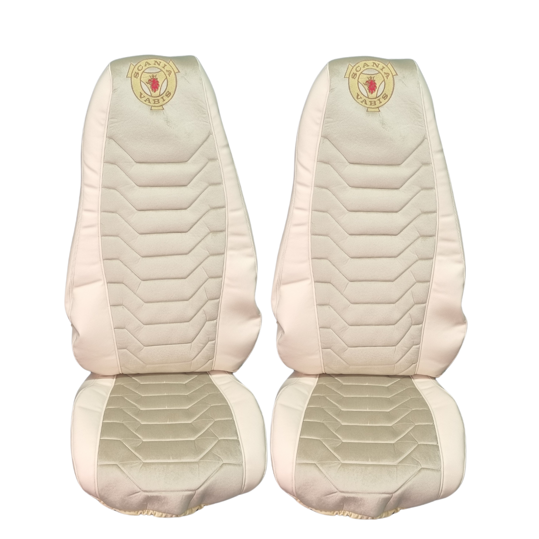 Чохол на сидіння SCANIA R,G,P (2004-2017) водій пілот - пас. пілот беж.Велюр Чохол на сидіння SCANIA R,G,P (2004-2017) водій пілот - пас. пілот беж.Велюр