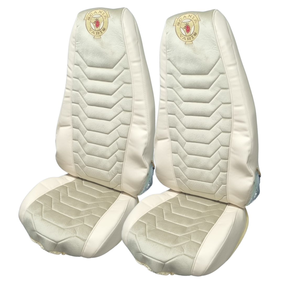Чохол на сидіння SCANIA R,G,P (2004-2017) водій пілот - пас. пілот беж.Велюр Чохол на сидіння SCANIA R,G,P (2004-2017) водій пілот - пас. пілот беж.Велюр