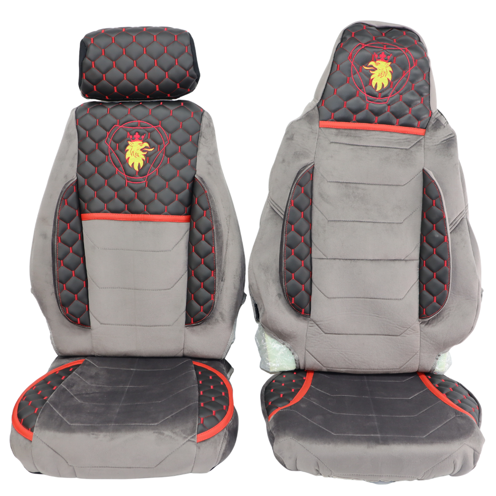 Чехол на сиденья KLF UK SCANIA R,G,P,S (2014-...) водит. монолит - пасс. складное, серый