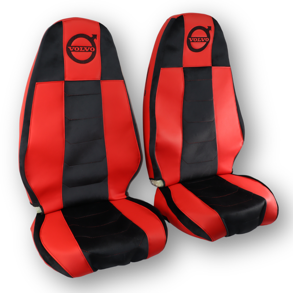 Чохол на сидіння Chess VOLVO FH FM (2014-...) (чорний велюр - червона шкіра) Чохол на сидіння Chess VOLVO FH FM (2014-...) (чорний велюр - червона шкіра)