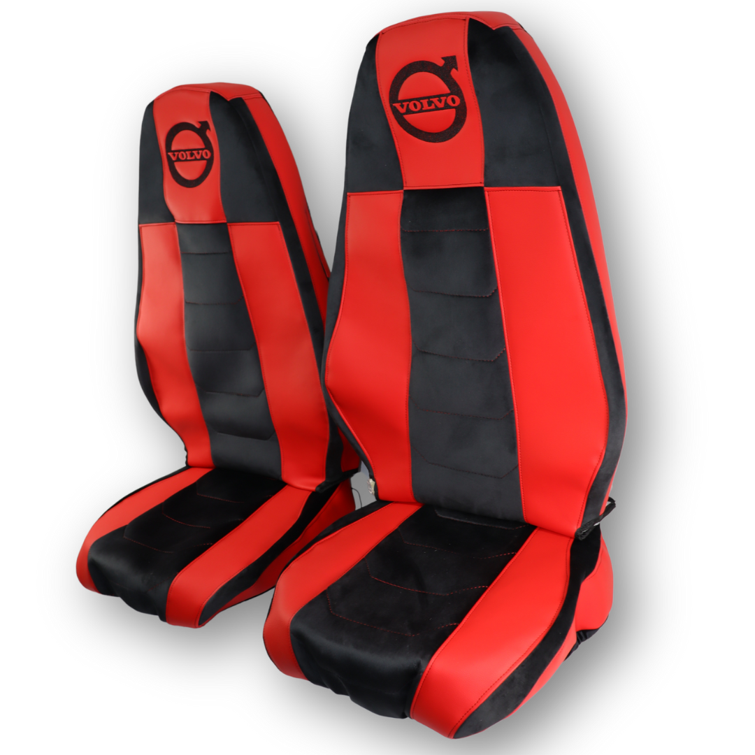 Чохол на сидіння Chess VOLVO FH FM (2014-...) (чорний велюр - червона шкіра) Чохол на сидіння Chess VOLVO FH FM (2014-...) (чорний велюр - червона шкіра)