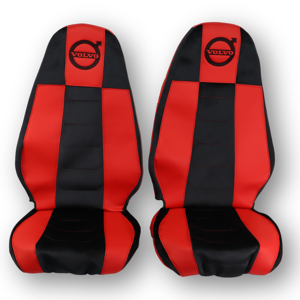 Чохол на сидіння Chess VOLVO FH FM (2014-...) (чорний велюр - червона шкіра) Чохол на сидіння Chess VOLVO FH FM (2014-...) (чорний велюр - червона шкіра)