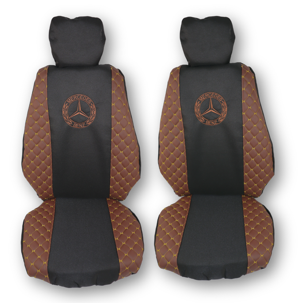 Чехол на сиденья Экокожа MERCEDES Atego, 2 подголовника (1999-2005 г.), коричневый Чехол на сиденья Экокожа MERCEDES Atego, 2 подголовника (1999-2005 г.), коричневый