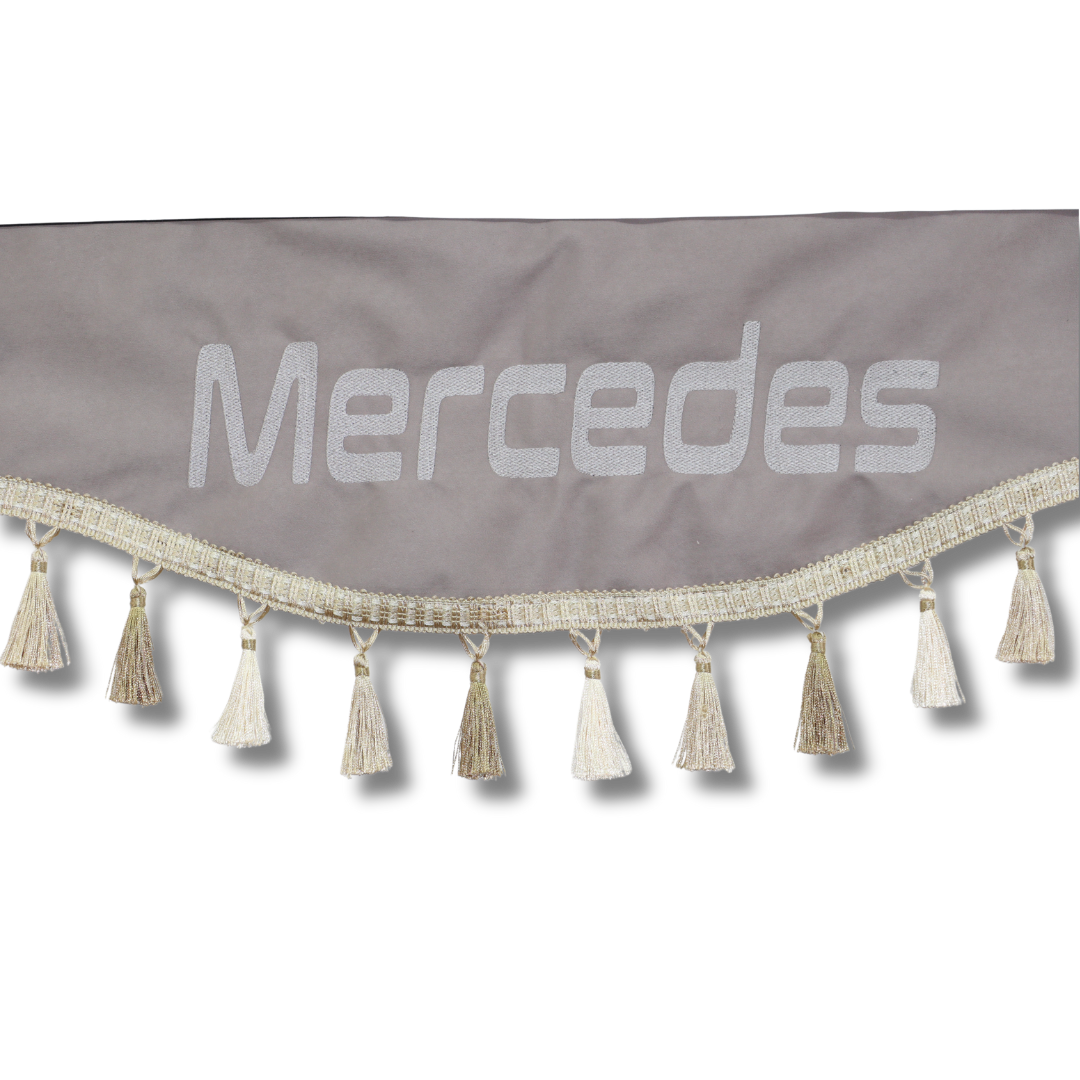 Шторка Рогожка "Double-Sided" MERCEDES лоб + косынки серая 2-х сторонняя
