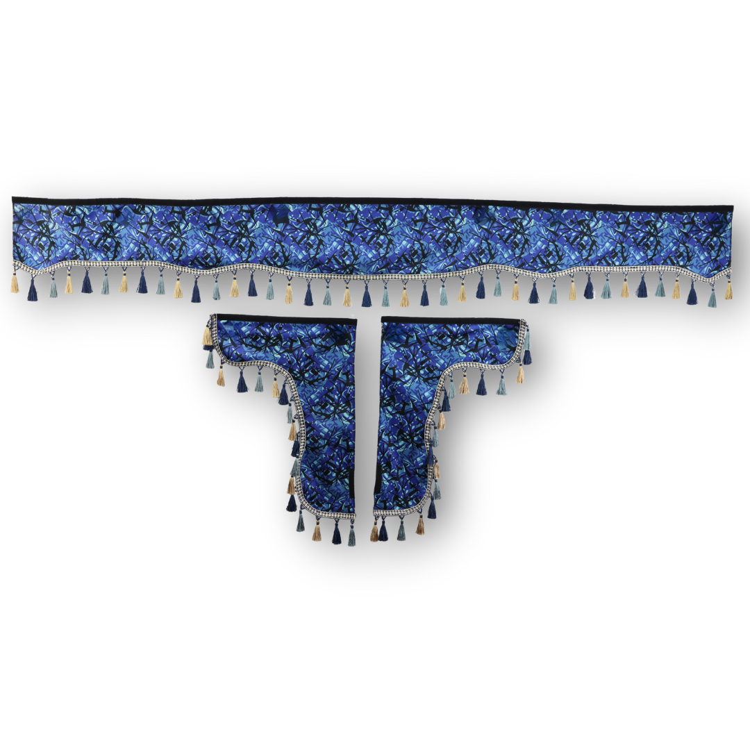 Шторка Шеніл "Pergam" лоб + косинки синя 2-х стороння Шторка Шеніл "Pergam" лоб + косинки синя 2-х стороння