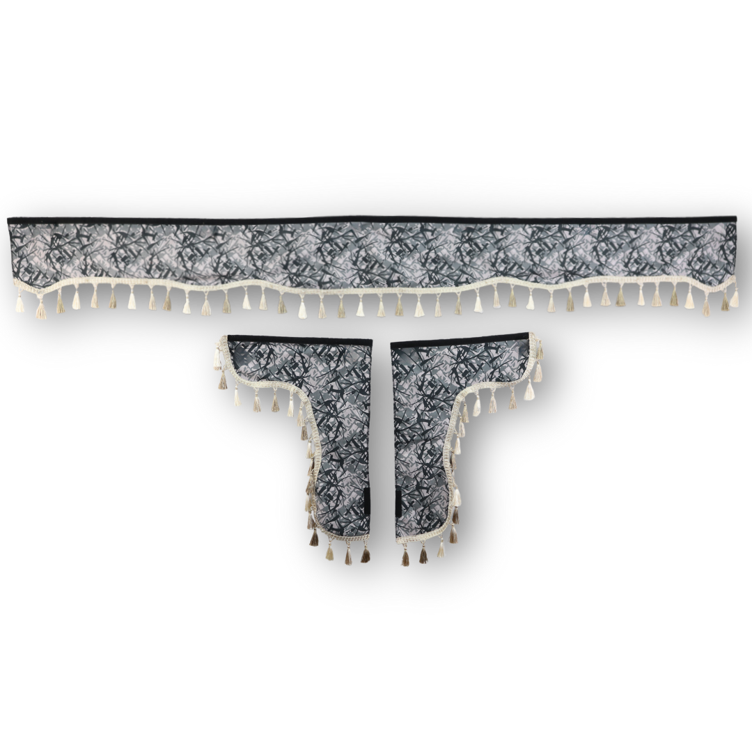 Шторка Шеніл "Pergam" лоб + косинки сіра 2-х стороння Шторка Шеніл "Pergam" лоб + косинки сіра 2-х стороння