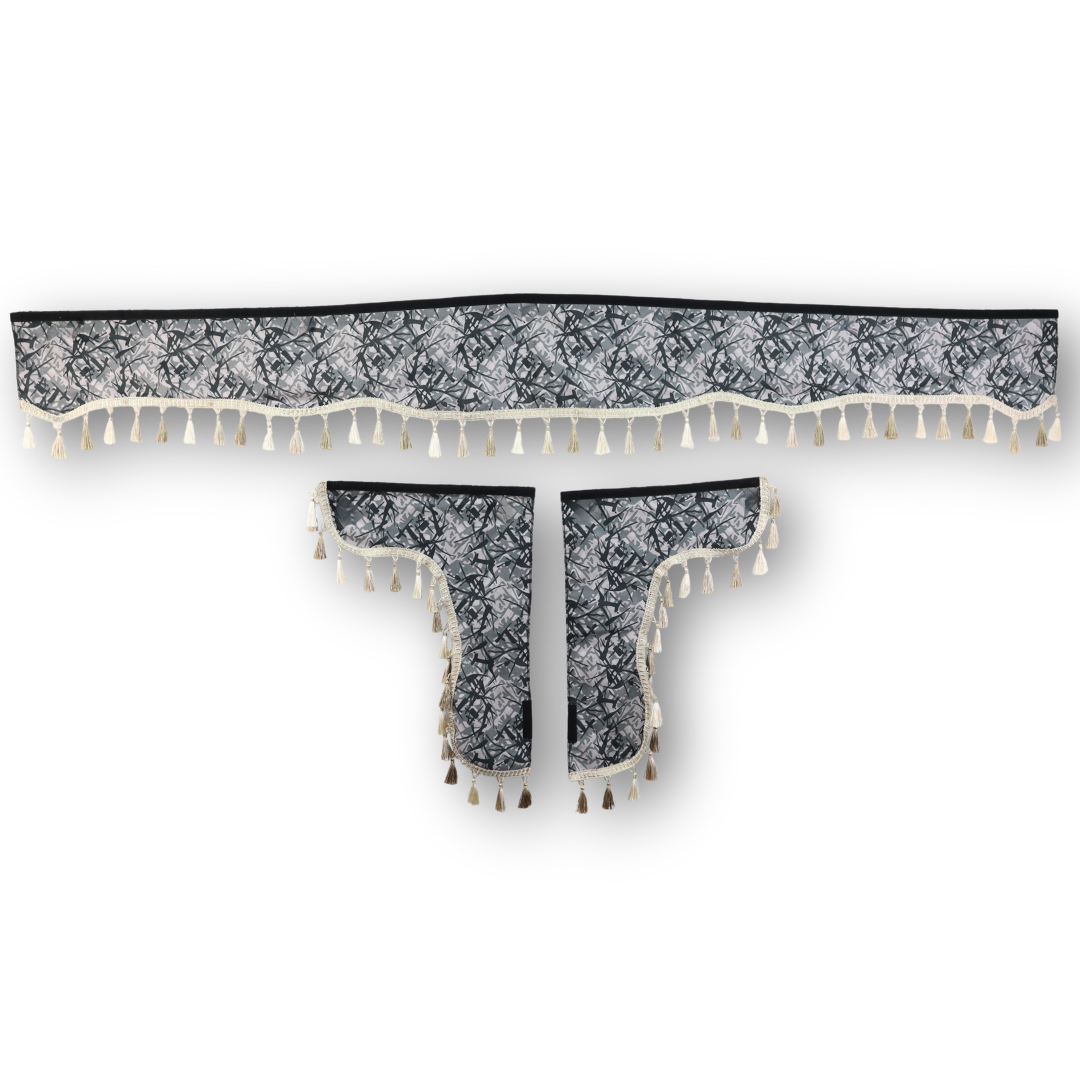 Шторка Шеніл "Pergam" лоб + косинки сіра 2-х стороння Шторка Шеніл "Pergam" лоб + косинки сіра 2-х стороння