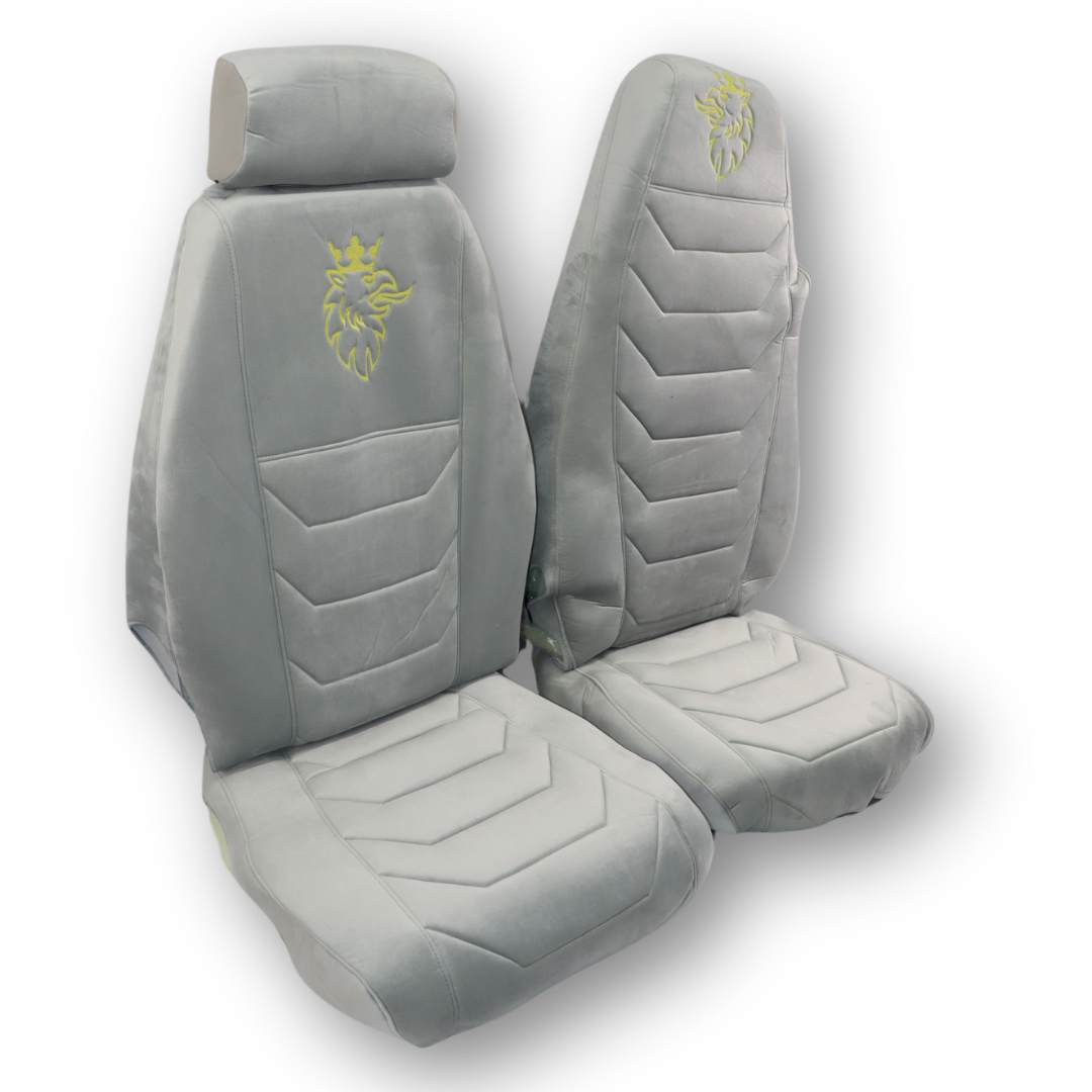 Чохол на сидіння SCANIA R,G,P (2004-2017) водій пілот - пас. складне, сірий велюр Чохол на сидіння SCANIA R,G,P (2004-2017) водій пілот - пас. складне, сірий велюр