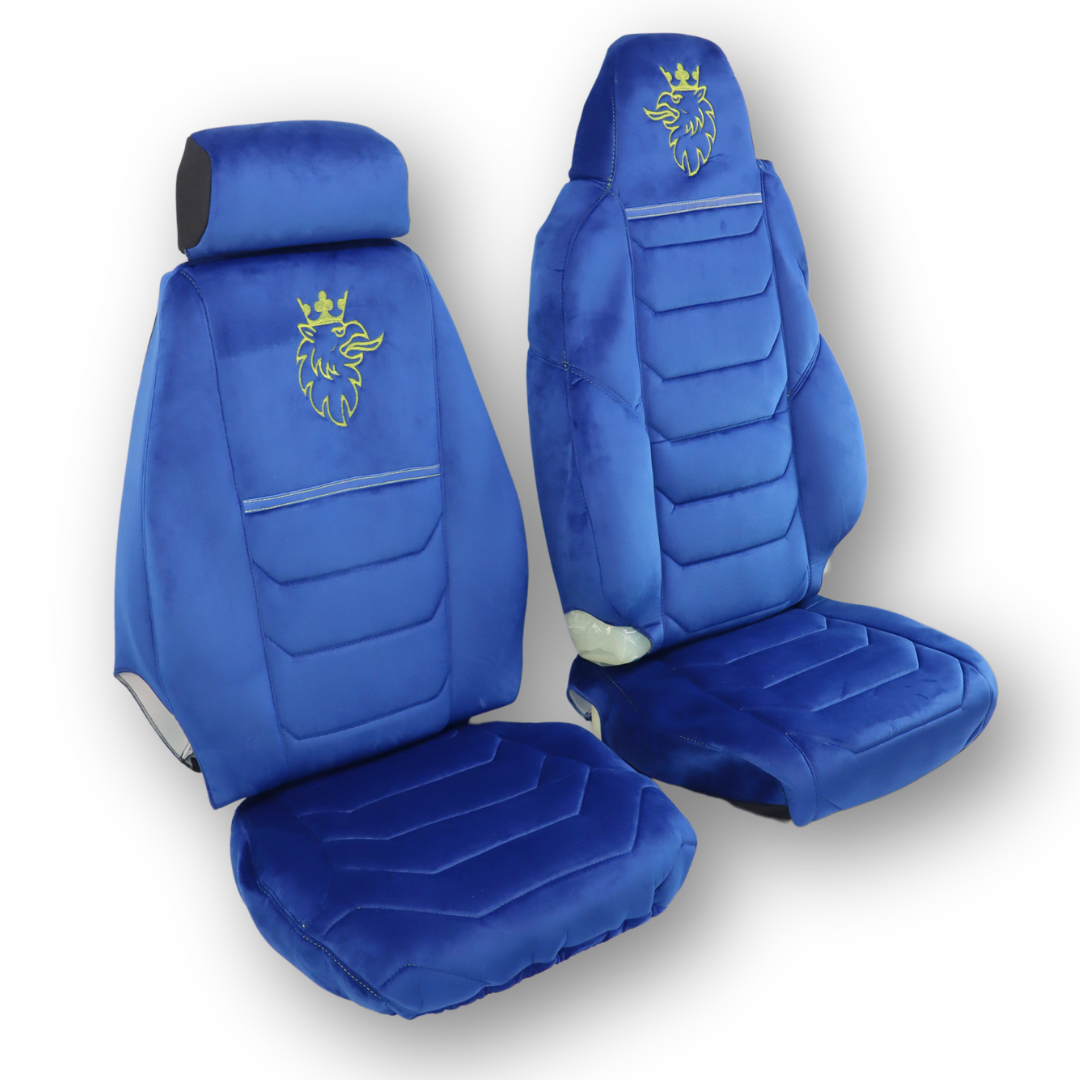 Чохол на сидіння SCANIA R,G,P,S (2014-...) водій моноліт - пас. складне, синій велюр Чохол на сидіння SCANIA R,G,P,S (2014-...) водій моноліт - пас. складне, синій велюр