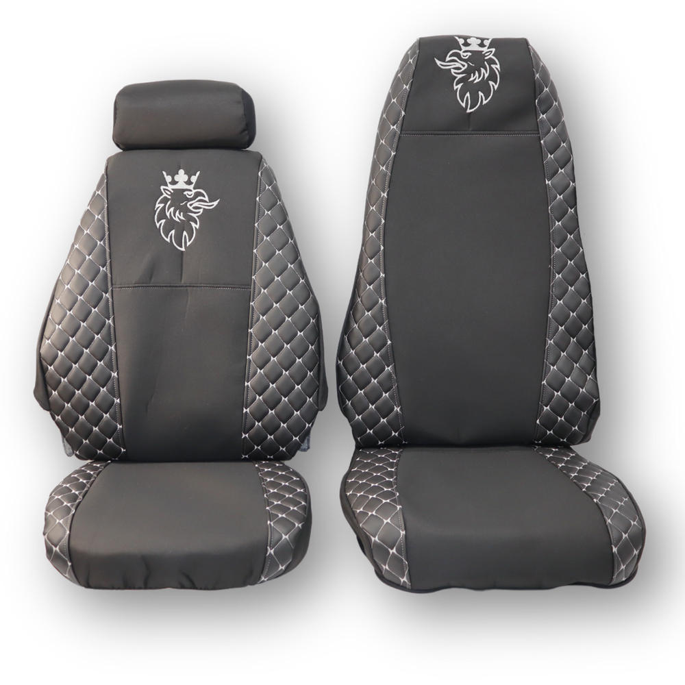 Чехол на сиденья Экокожа SCANIA R,G,P (2004-2017) водит. пилот - пасс. складное, черный Чехол на сиденья Экокожа SCANIA R,G,P (2004-2017) водит. пилот - пасс. складное, черный