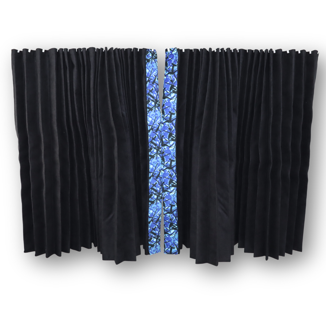 Шторка Рогожка "Bow Folds" ночные + лобовая, Holland синяя, без вышивки, с крючкам (Bow Folds), Poppy в подарок АКЦИЯ