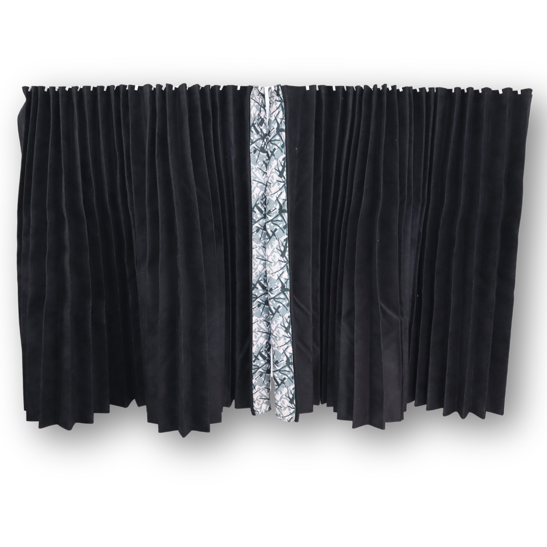 Шторка Рогожка "Bow Folds" ночные + лобовая, Holland серая, без вышивки, с крючкам (Bow Folds), Poppy в подарок АКЦИЯ