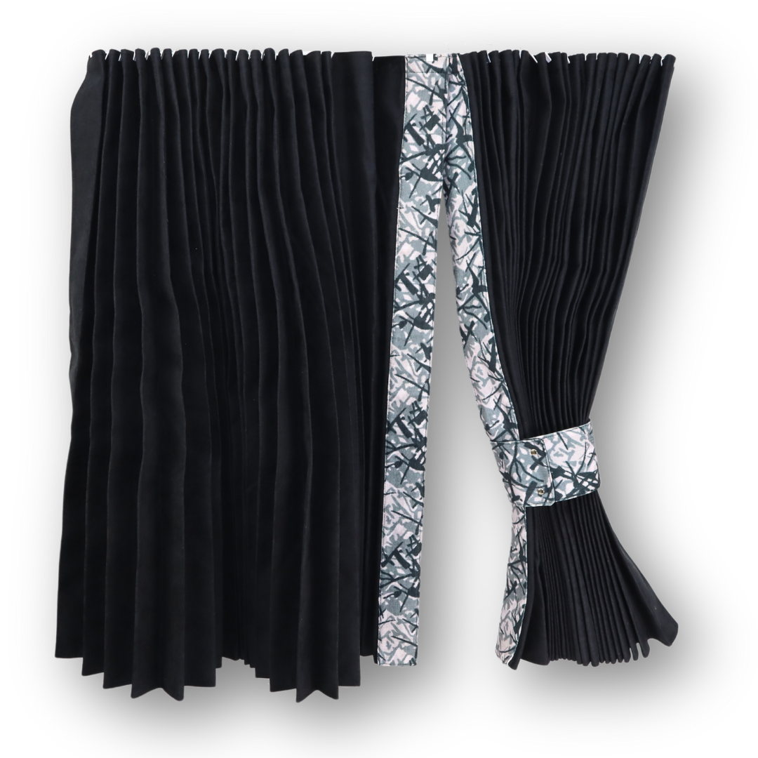 Шторка Рогожка "Bow Folds" ночные + лобовая, Holland серая, без вышивки, с крючкам (Bow Folds), Poppy в подарок АКЦИЯ