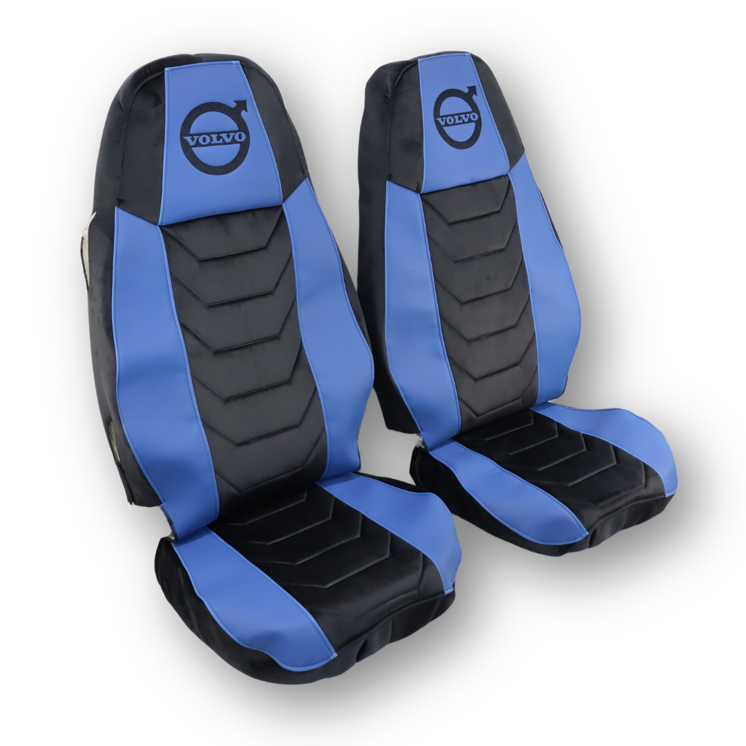 Чохол на сидіння Chess VOLVO FH FM (2002-2013) чорний велюр - синя шкіра Чохол на сидіння Chess VOLVO FH FM (2002-2013) чорний велюр - синя шкіра