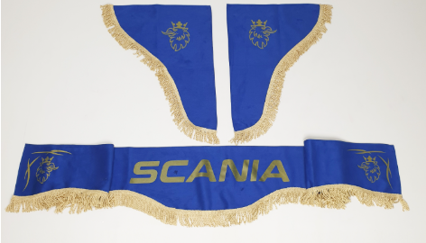 Шторка ВЕЛЮР "Wave" SCANIA лоб+косынки синяя