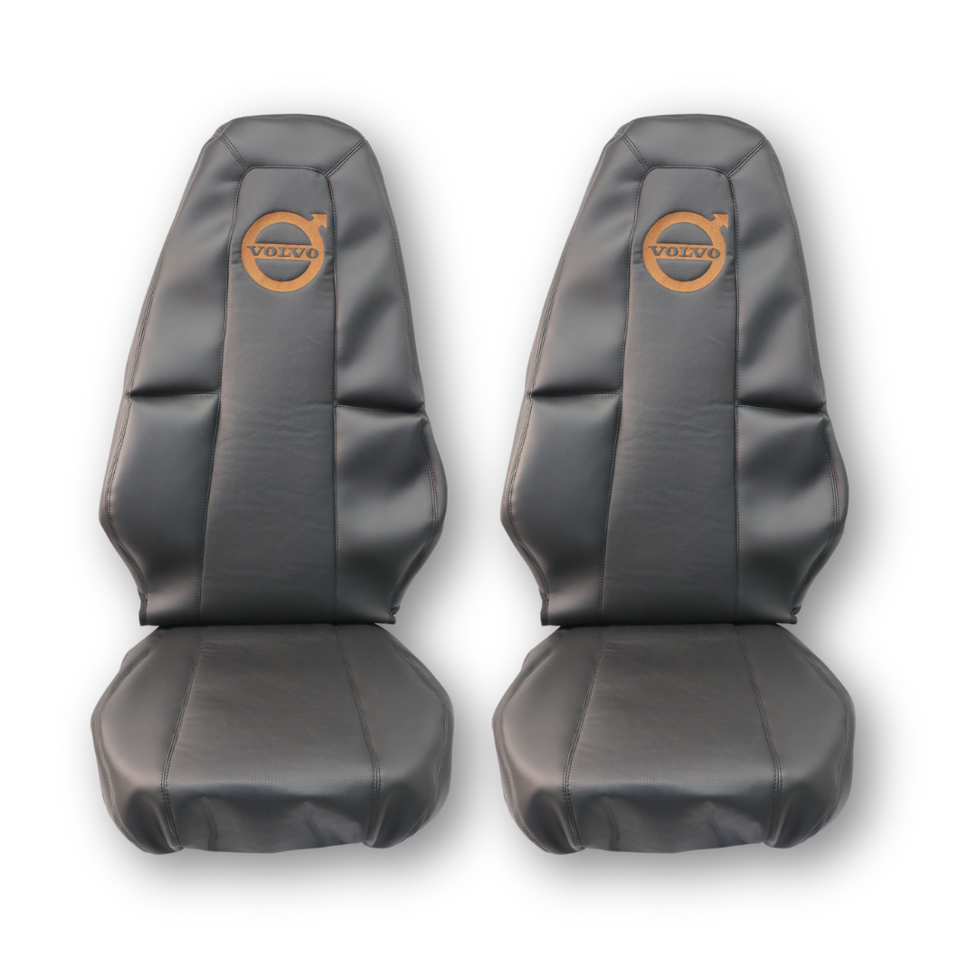 Чохол на сидіння VOLVO FH FM (2014-...) шкіра + шкіра з перфорацією, чорний Чохол на сидіння VOLVO FH FM (2014-...) шкіра + шкіра з перфорацією, чорний