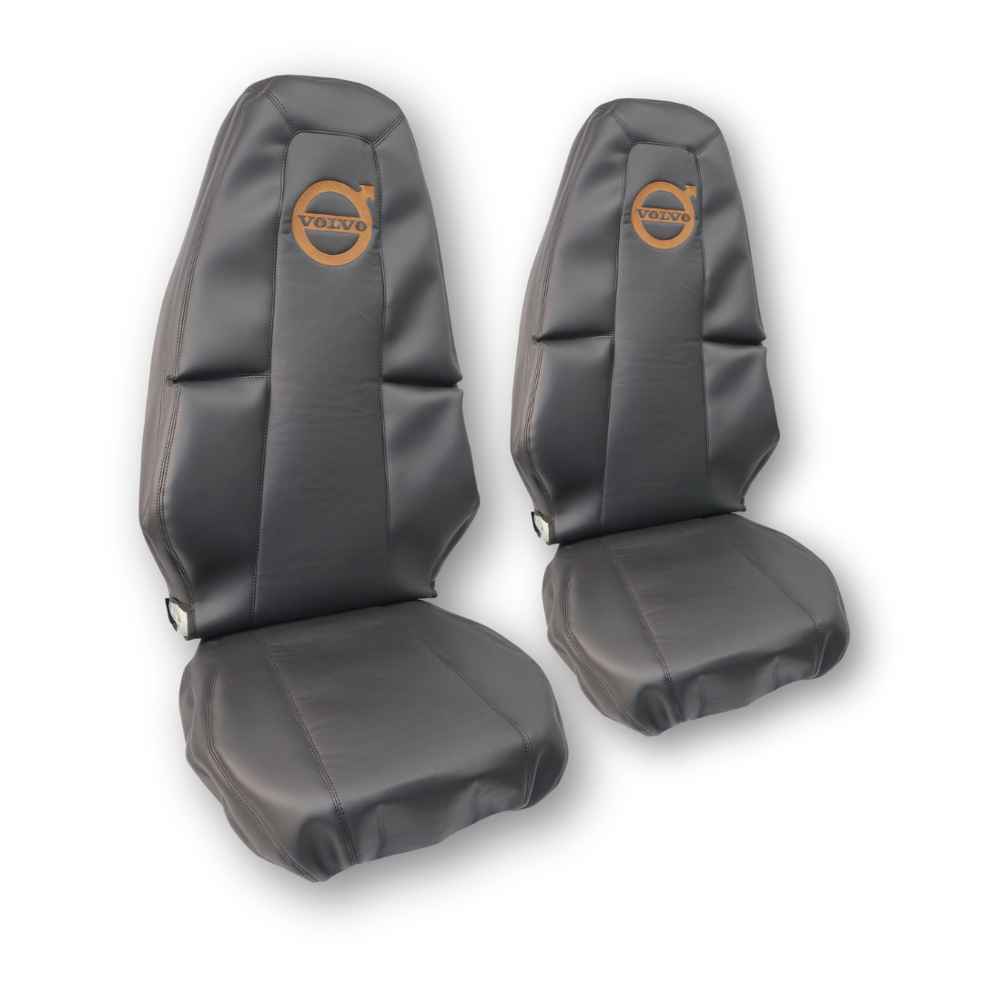 Чохол на сидіння VOLVO FH FM (2014-...) шкіра + шкіра з перфорацією, чорний Чохол на сидіння VOLVO FH FM (2014-...) шкіра + шкіра з перфорацією, чорний