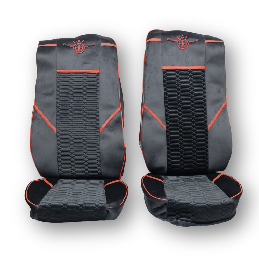 Чохол на сидіння KADIFE Велюр DAF XF105 106 XG CF85 LF (2013-2024), широка спинка, чорний, Чохол на сидіння KADIFE Велюр DAF XF105 106 XG CF85 LF (2013-2024), широка спинка, чорний,