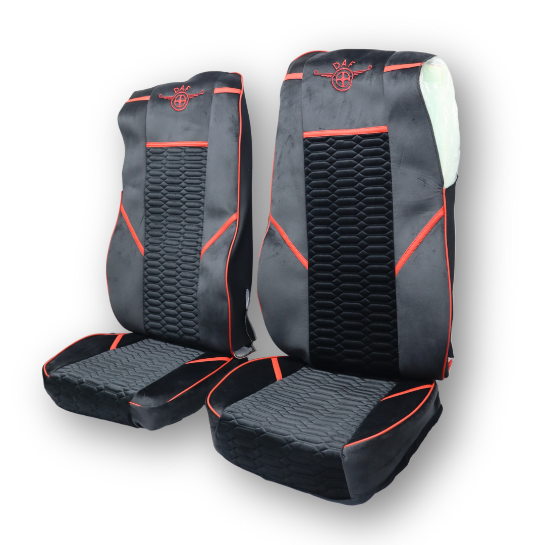 Чохол на сидіння KADIFE Велюр DAF XF105 106 XG CF85 LF (2013-2024), широка спинка, чорний, Чохол на сидіння KADIFE Велюр DAF XF105 106 XG CF85 LF (2013-2024), широка спинка, чорний,