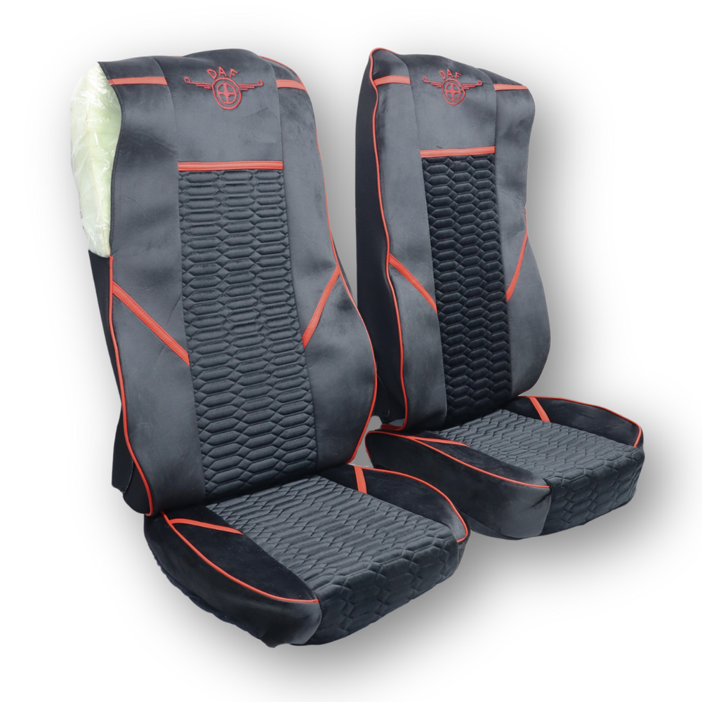 Чохол на сидіння KADIFE Велюр DAF XF105 106 XG CF85 LF (2013-2024), широка спинка, чорний, Чохол на сидіння KADIFE Велюр DAF XF105 106 XG CF85 LF (2013-2024), широка спинка, чорний,