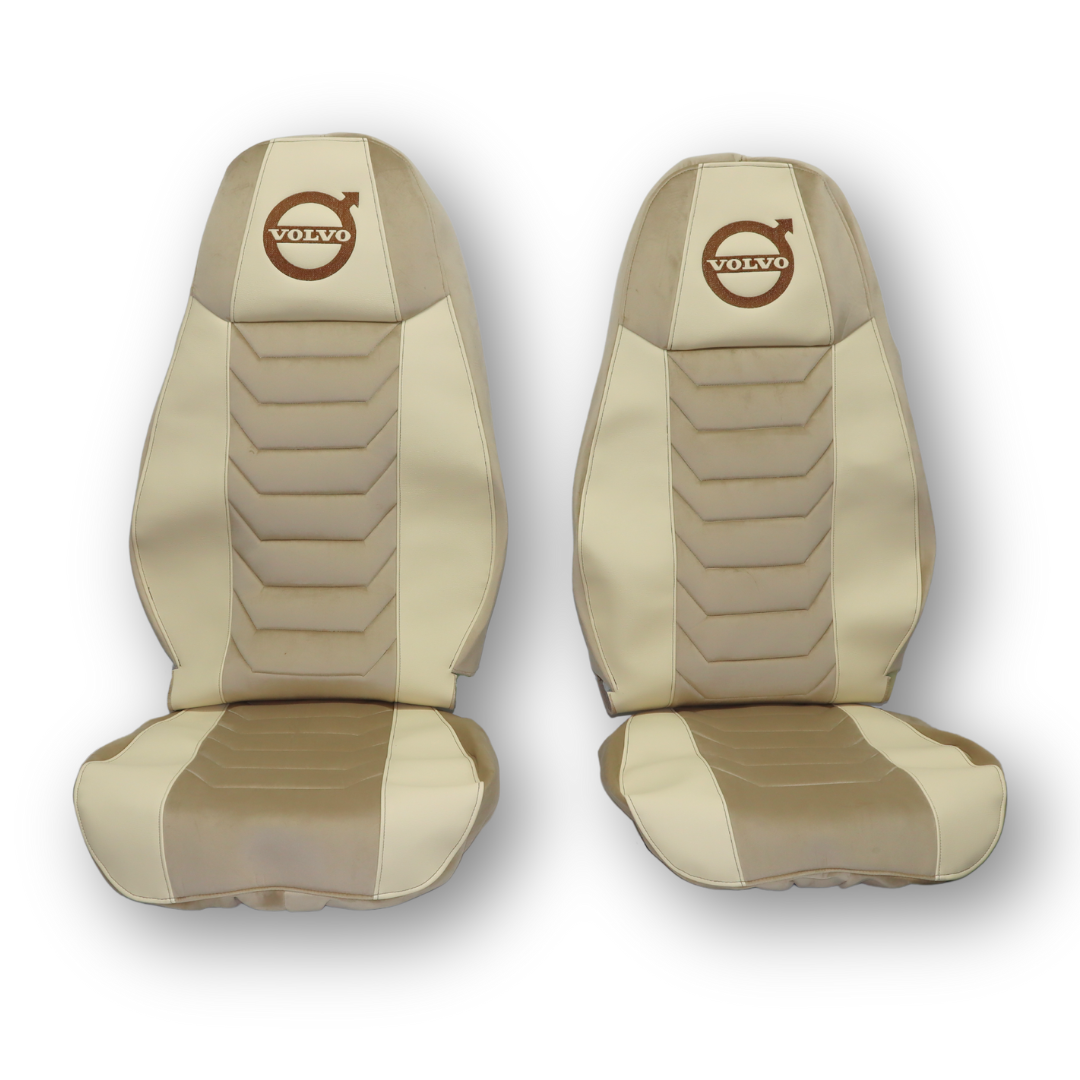 Чехол на сиденья Chess VOLVO FH FM (2014-...) бежевый велюр- светло-бежевая кожа Чехол на сиденья Chess VOLVO FH FM (2014-...) бежевый велюр- светло-бежевая кожа
