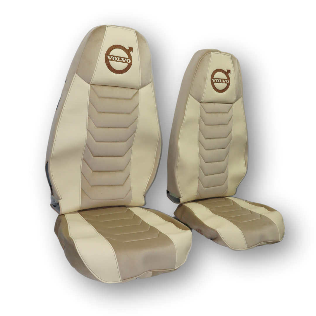 Чехол на сиденья Chess VOLVO FH FM (2014-...) бежевый велюр- светло-бежевая кожа Чехол на сиденья Chess VOLVO FH FM (2014-...) бежевый велюр- светло-бежевая кожа