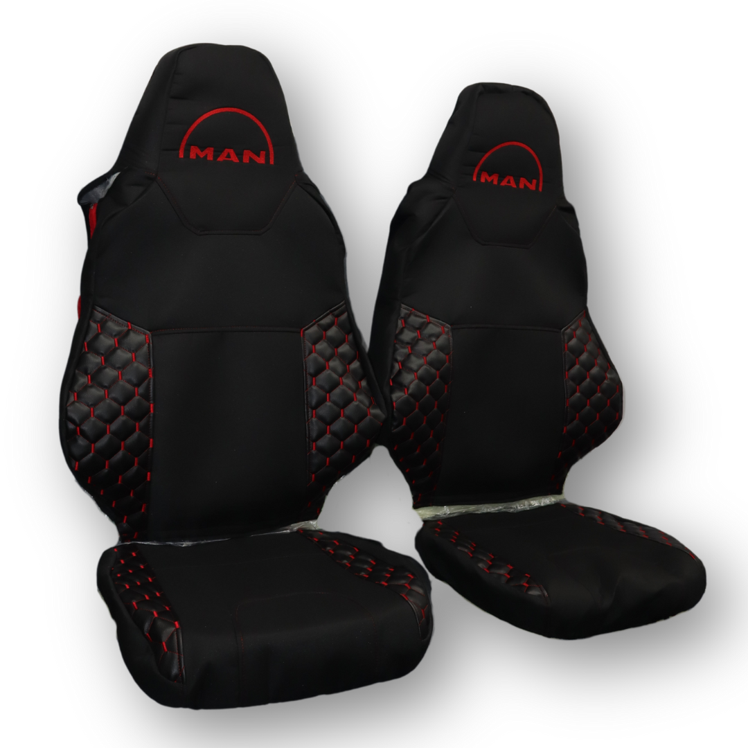 Чехол на сиденья Экокожа MAN TGX,TGX,TGA,TGL,TGM,TGS; (2017) 2 ременя, черный