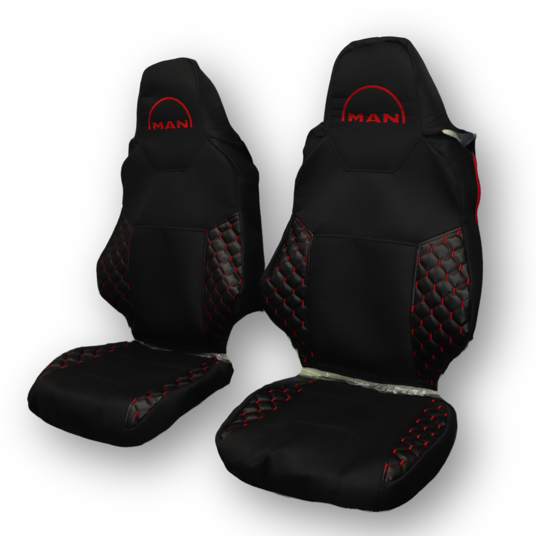 Чехол на сиденья Экокожа MAN TGX,TGX,TGA,TGL,TGM,TGS; (2017) 2 ременя, черный