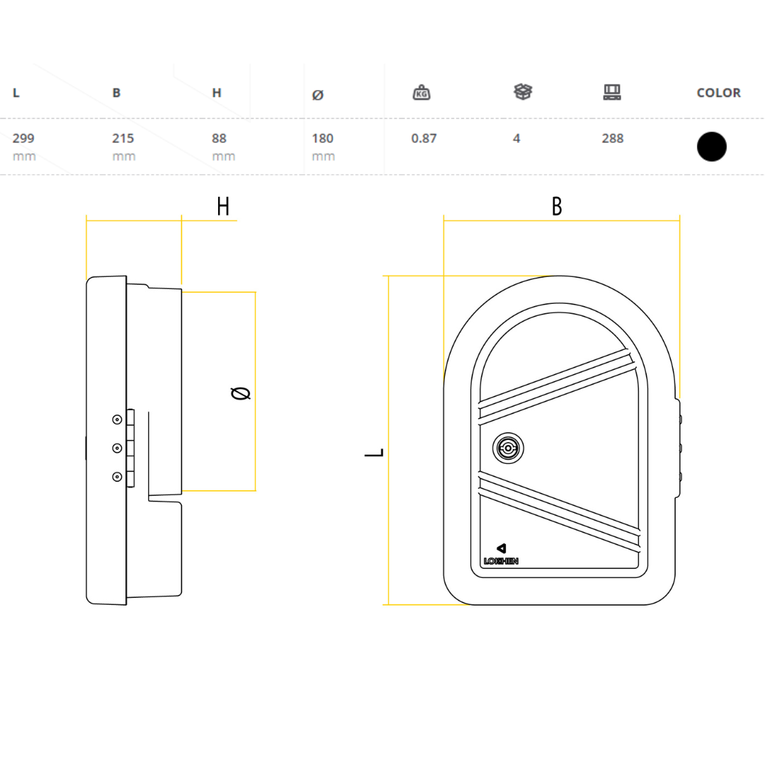 Передня кришка труби для зберігання шланга зі стічним лотком 299*215*88мм, Ø 180мм Передня кришка труби для зберігання шланга зі стічним лотком 299*215*88мм, Ø 180мм